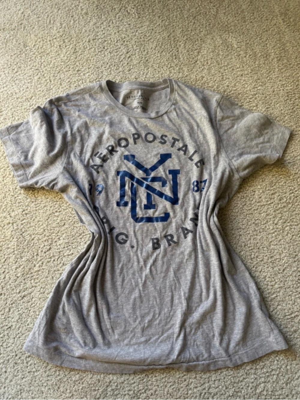 Aeropostale Gray Short Sleeve Tee with Navy Graphic Logo